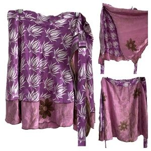 NWT-Sz.XL-Reclaimed 💯% Silk Sari- Reversible No two are alike
